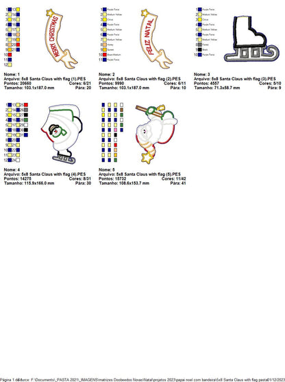 Santa Claus with Flag - ITH Project - Machine Embroidery Design