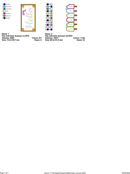 Hello Summer  - ITH Project - Machine Embroidery Design