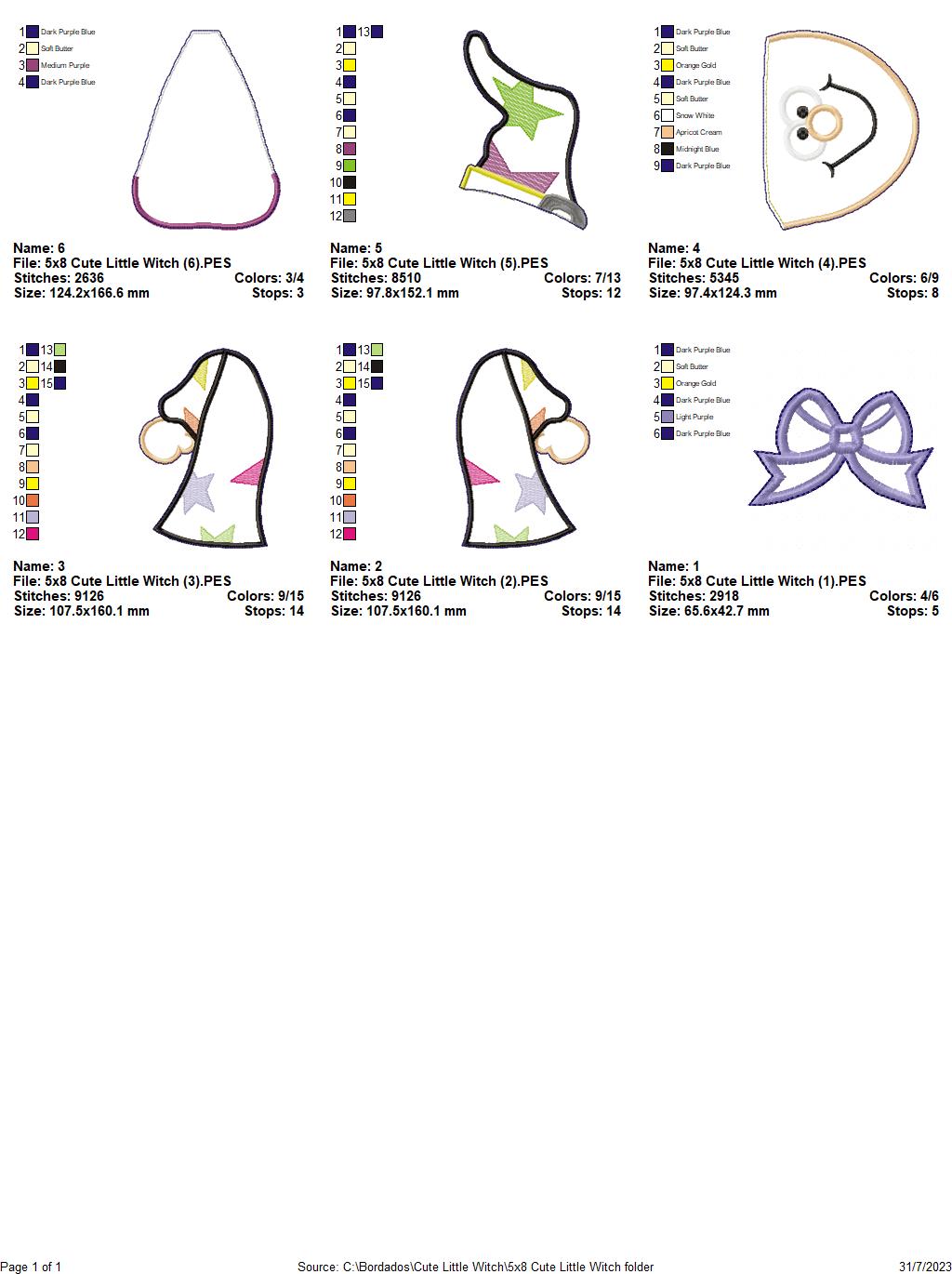 Cute Little Witch - ITH Project - Machine Embroidery Design