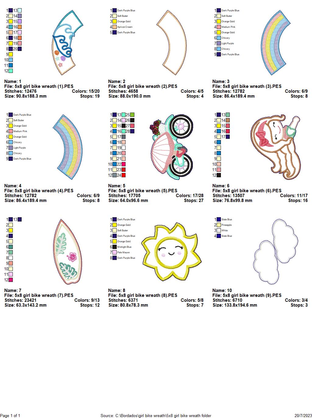 Bike Girl Wreath Ornament - ITH Project - Machine Embroidery Design