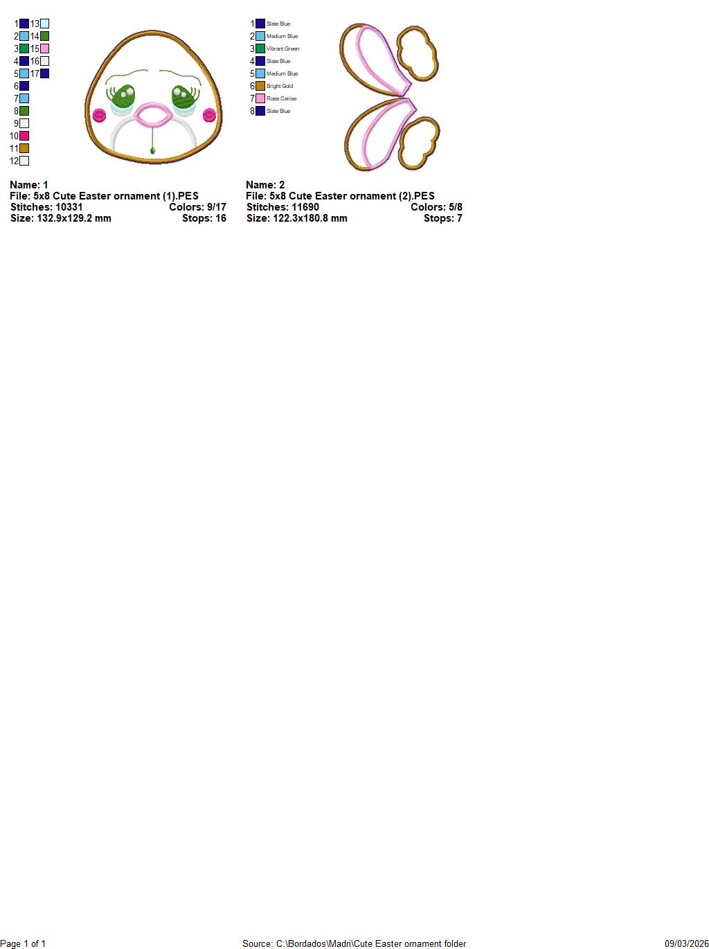 Cute Easter Bunny Door Banner Ornament – ITH Project – Machine Embroidery Design