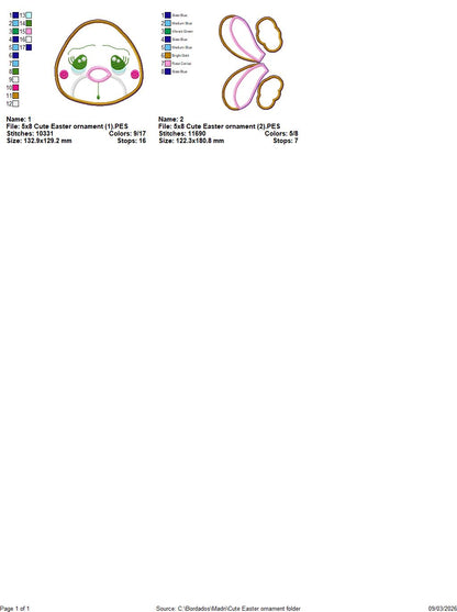 Cute Easter Bunny Door Banner Ornament – ITH Project – Machine Embroidery Design