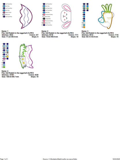 Bunny in the Egg Shell - ITH Project - Machine Embroidery Design