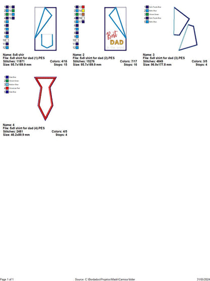 Happy Father's Shirt for dad Ornament - ITH Project - Machine Embroidery Design