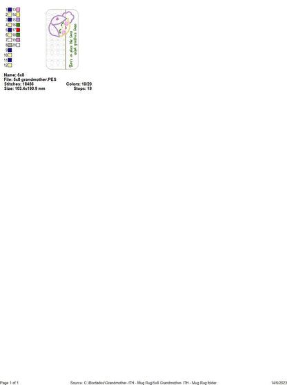 Grandmother Mug Rug - ITH Project - Machine Embroidery Design