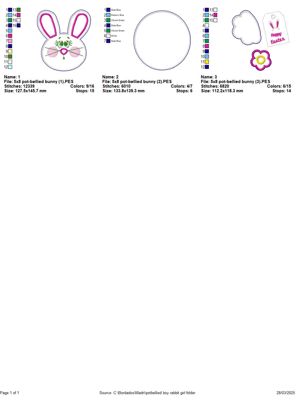 Potbellied Girl Rabbit  - ITH Project - Machine Embroidery Design