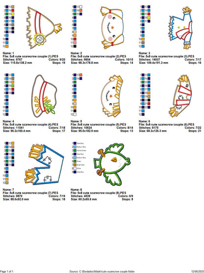 Scarecrow Boy and Girl - Set of 2 Designs - ITH Project - Machine Embroidery Design