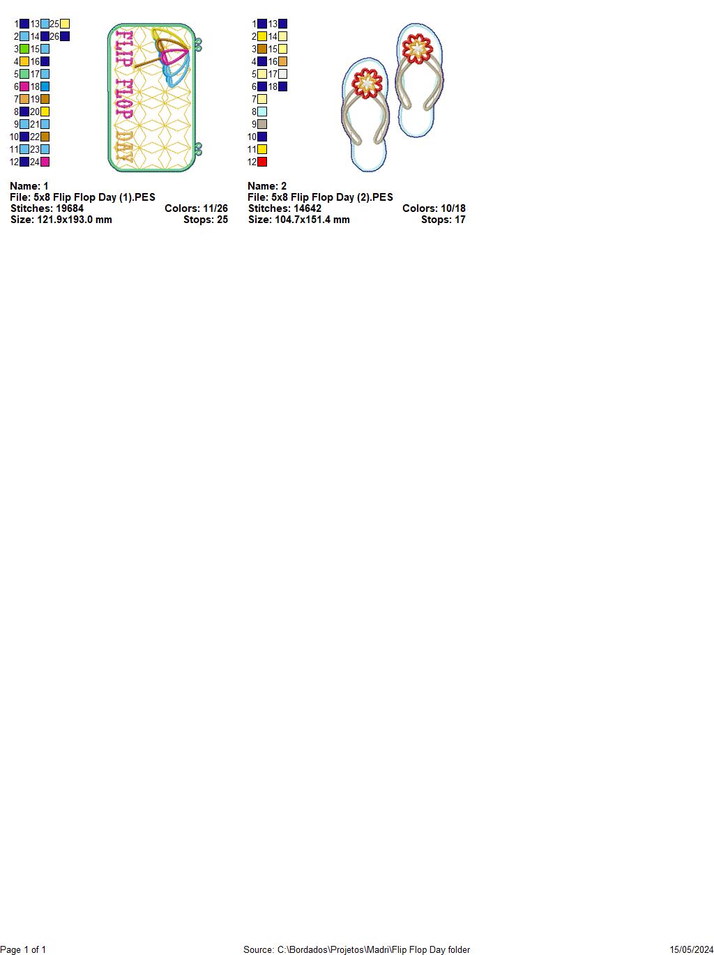 Summer Flip Flops Door Ornament - ITH Project - Machine Embroidery Design