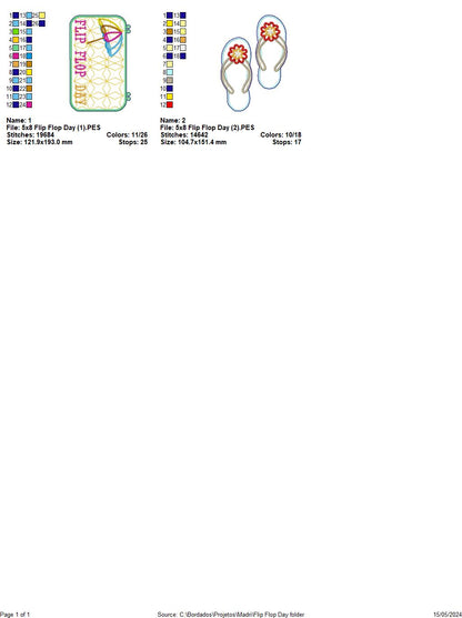 Summer Flip Flops Door Ornament - ITH Project - Machine Embroidery Design