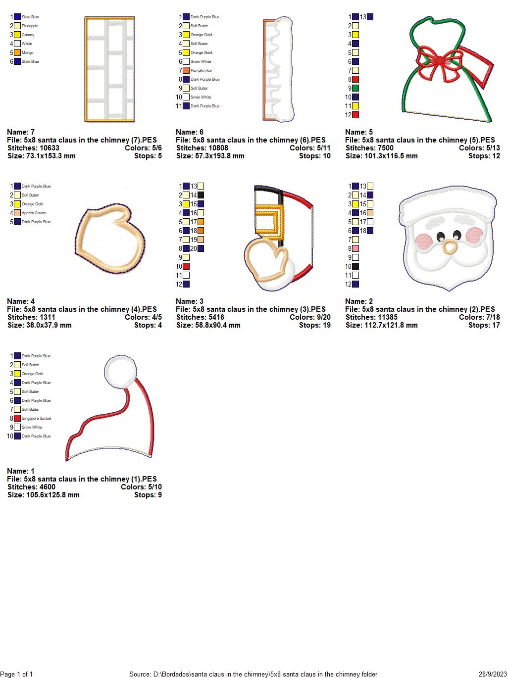 Santa Claus in the Chimney Ornament - ITH Project - Machine Embroidery Design