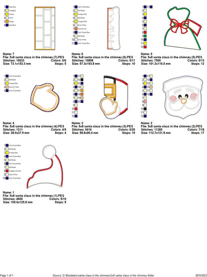 Santa Claus in the Chimney Ornament - ITH Project - Machine Embroidery Design