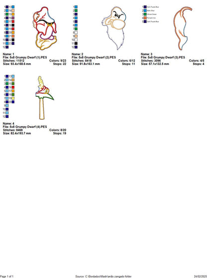 Grumpy Dwarf Ornament - ITH Project - Machine Embroidery Design