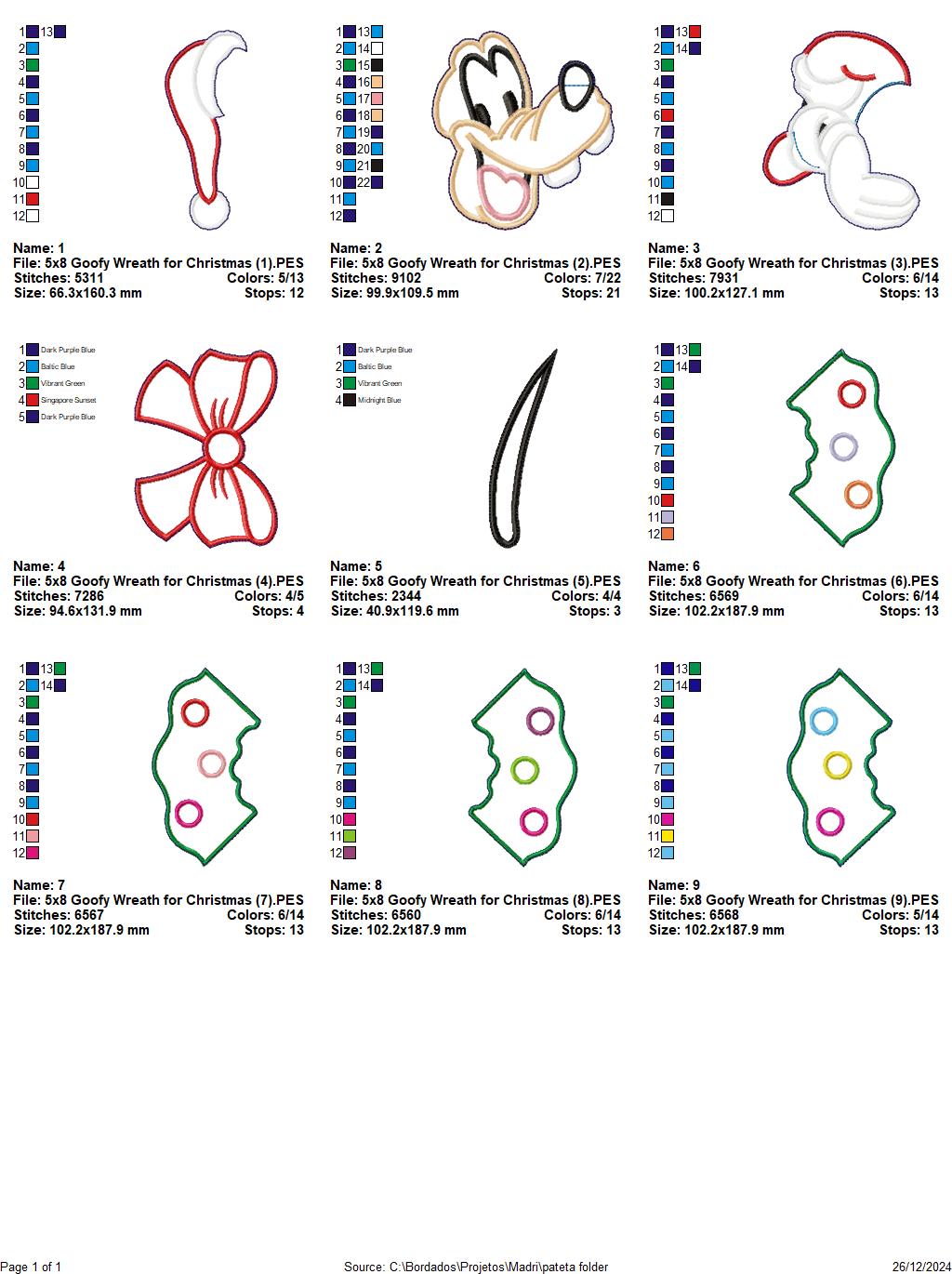 Goofy Christmas Wreath – ITH Project – Machine Embroidery Design