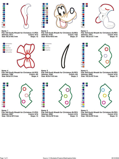 Goofy Christmas Wreath – ITH Project – Machine Embroidery Design