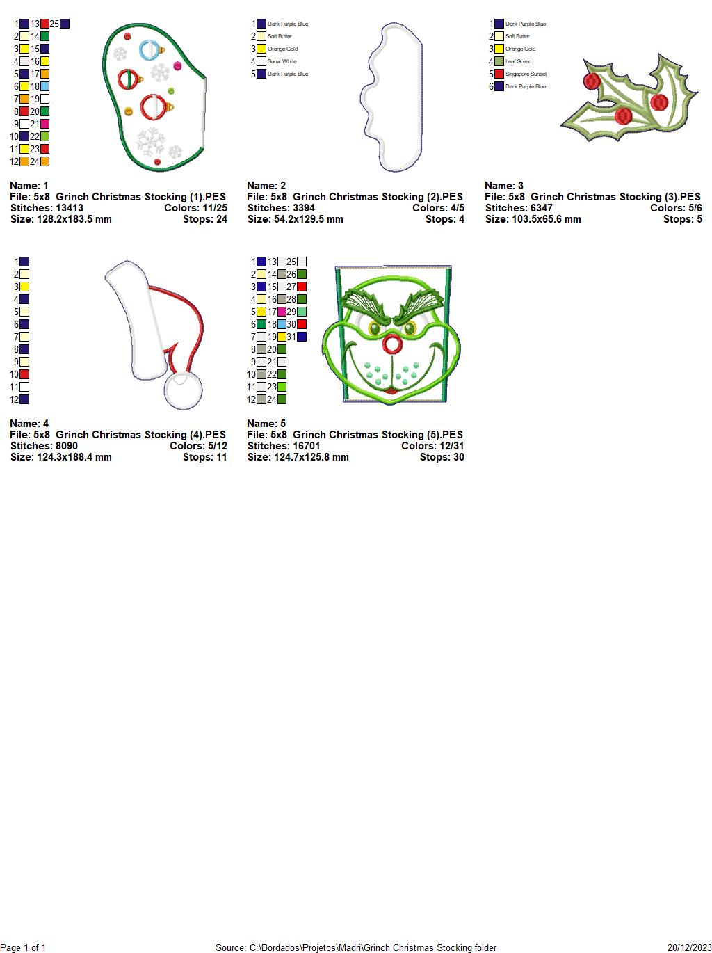Grinch Christmas Stocking - ITH Project - Machine Embroidery Design