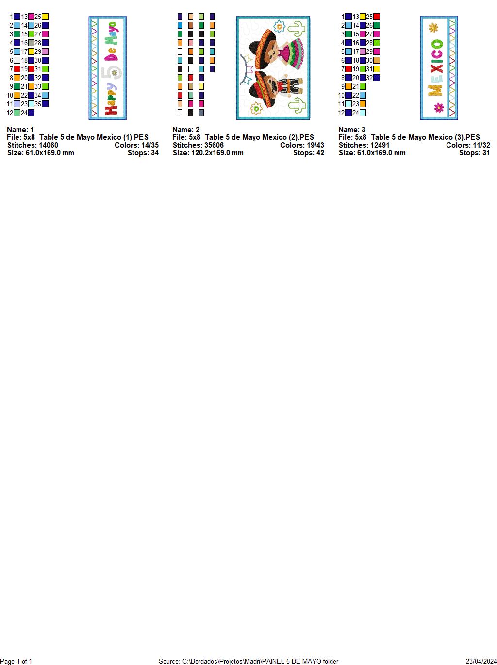 Cinco de Mayo Mexico Hanger - ITH Project - Machine Embroidery Design