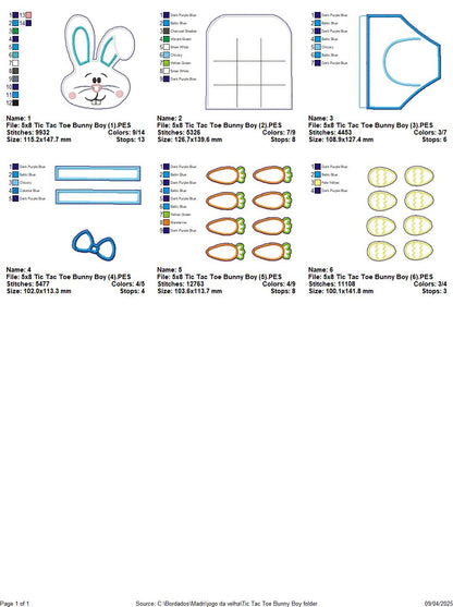 Tic-tac-toe Bunny Boy - ITH Project - Machine Embroidery Design
