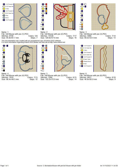 Mouse with Drumstick Thanksgiving - ITH Project - Machine Embroidery Design