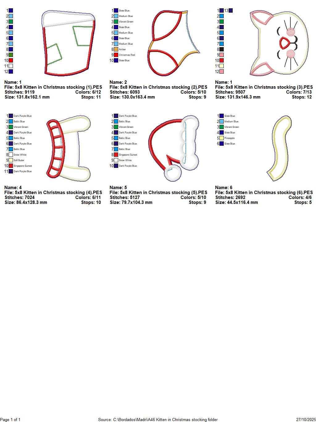🐾 Christmas Cat Stocking – ITH Project – Machine Embroidery Design