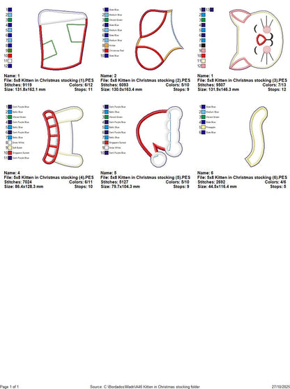 🐾 Christmas Cat Stocking – ITH Project – Machine Embroidery Design