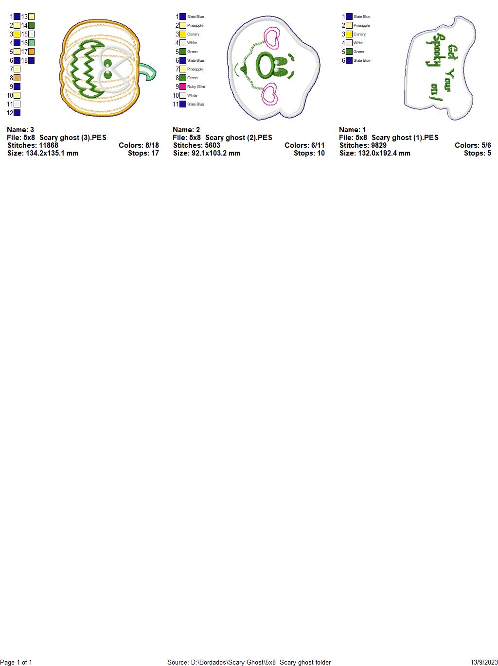 Scary Ghost - ITH Project - Machine Embroidery Design
