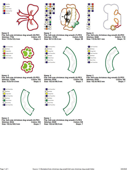 Cute Christmas Dog Wreath - ITH Project - Machine Embroidery Design