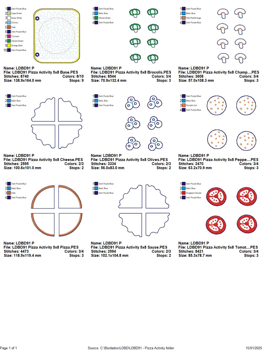 Pizza Sensory Book Page - ITH Project - Machine Embroidery Design