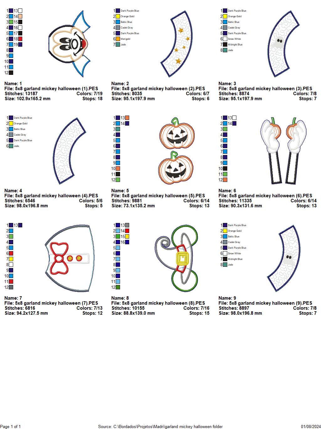 Vampire Mickey Garland halloween - ITH Project - Machine Embroidery Design