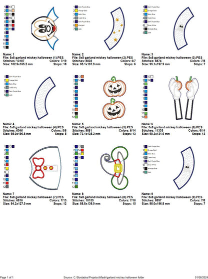 Vampire Mickey Garland halloween - ITH Project - Machine Embroidery Design