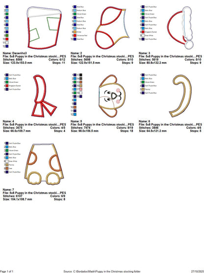 🐾 Christmas Puppy Stocking – ITH Project – Machine Embroidery Design