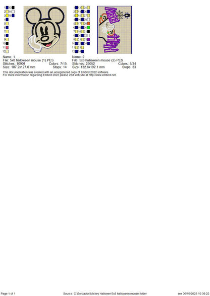 Mickey Halloween - ITH Project - Machine Embroidery Design
