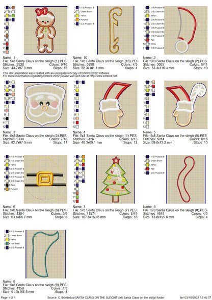 Santa Claus on the Sleight - ITH Project - Machine Embroidery Design