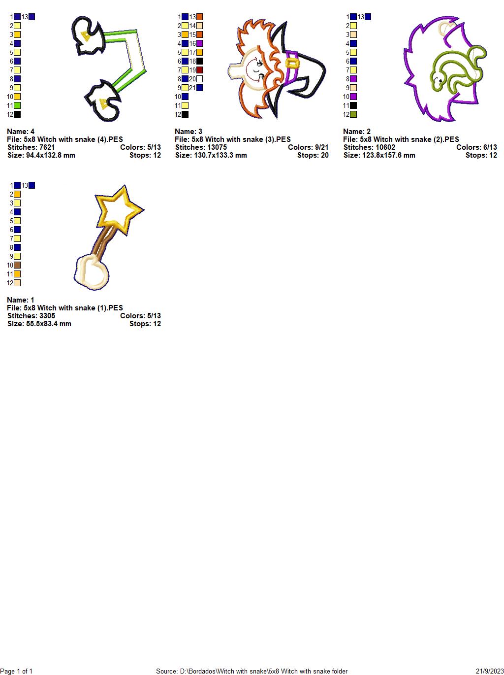 Witch with Snake - ITH Project - Machine Embroidery Design