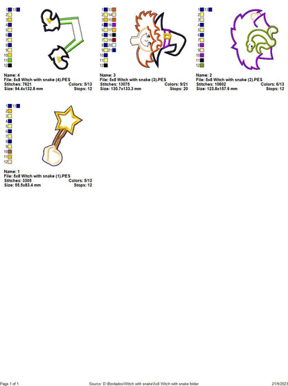 Witch with Snake - ITH Project - Machine Embroidery Design