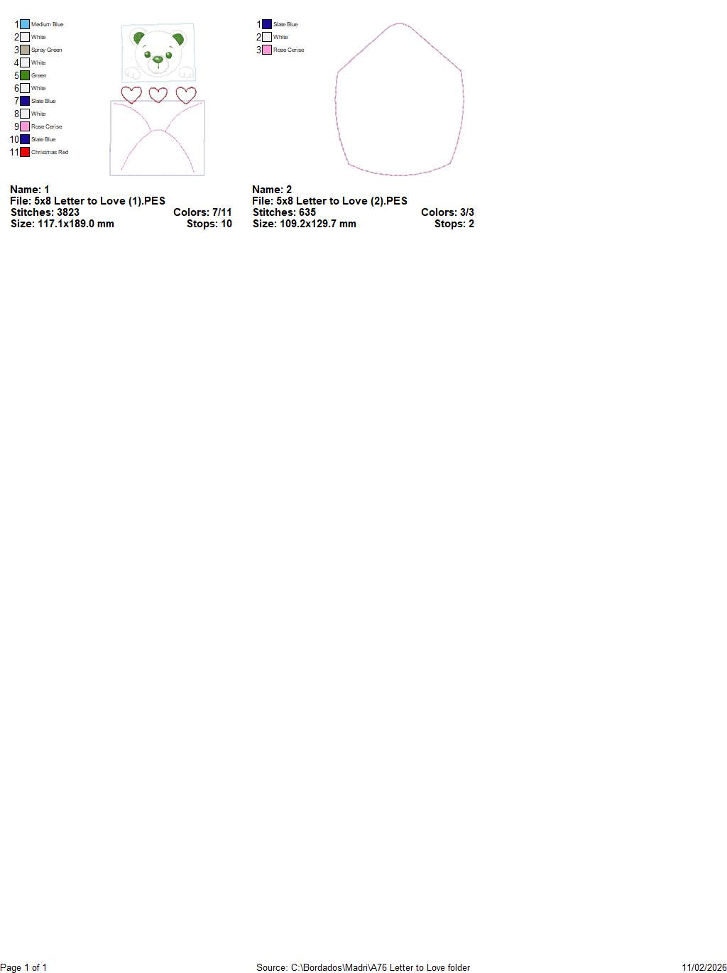 Valentine Bear Envelope – ITH Project – Machine Embroidery Design