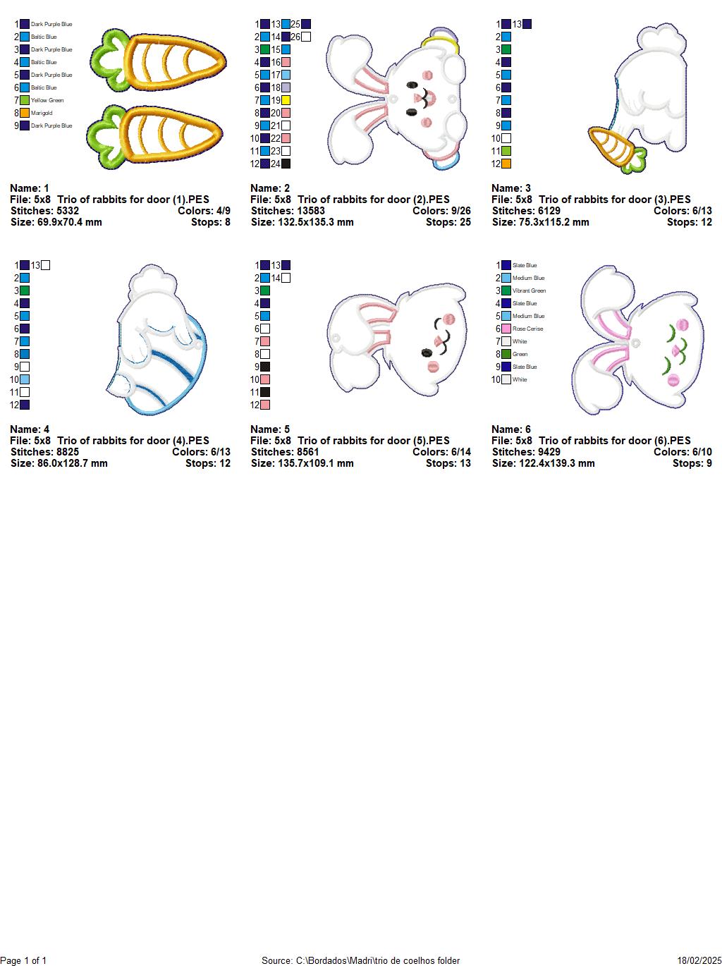 Trio of rabbits for door - ITH Project - Machine Embroidery Design