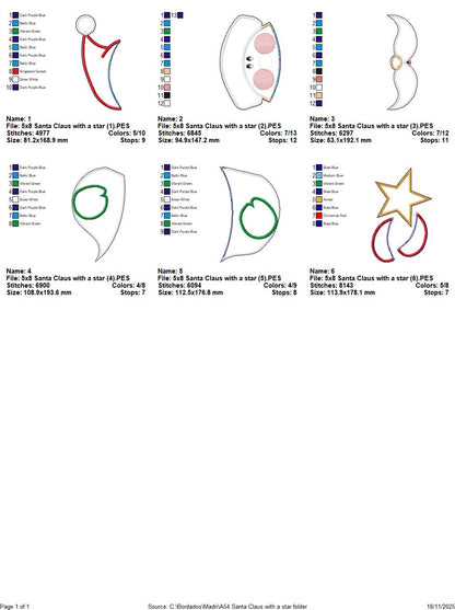 Santa Claus with Star Door Hanger – ITH Project – Machine Embroidery Design