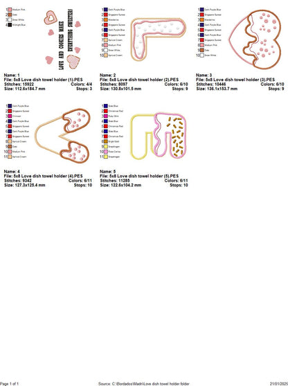 Love Dish Cloth Hanger - ITH Project - Machine Embroidery Design