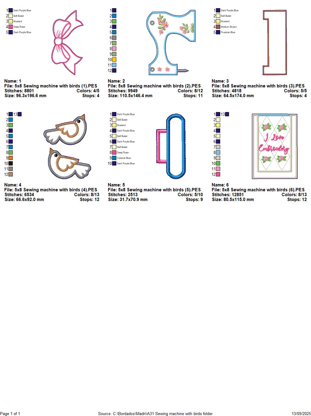 Sewing Machine with Birds – ITH Project – Machine Embroidery Design