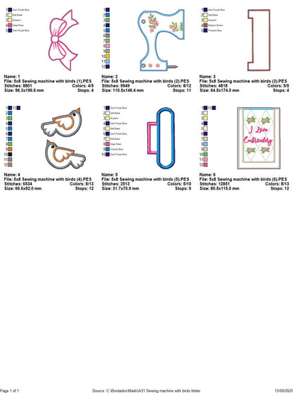 Sewing Machine with Birds – ITH Project – Machine Embroidery Design