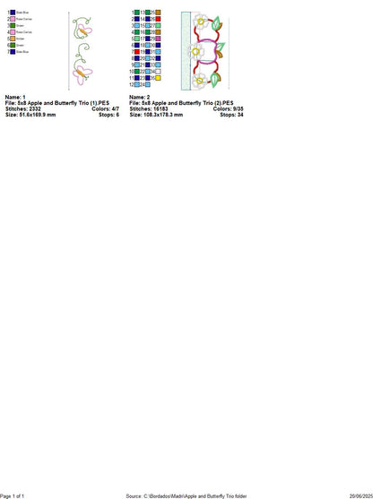 ITH Apples and Flowers Panel (2-Part Project) - ITH Project - Machine Embroidery Design