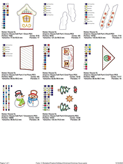 Christmas House Ornament - ITH Project - Machine Embroidery Design