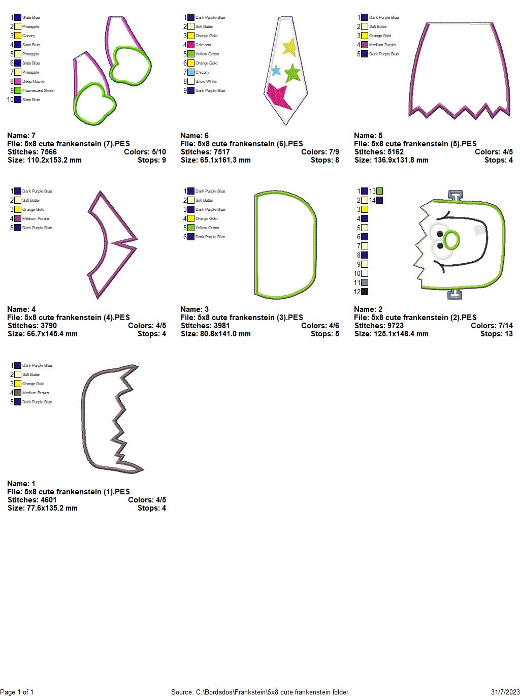 Cute Frankstein - ITH Project - Machine Embroidery Design