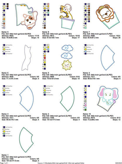 Animal Train Wreath - ITH Project - Machine Embroidery Design
