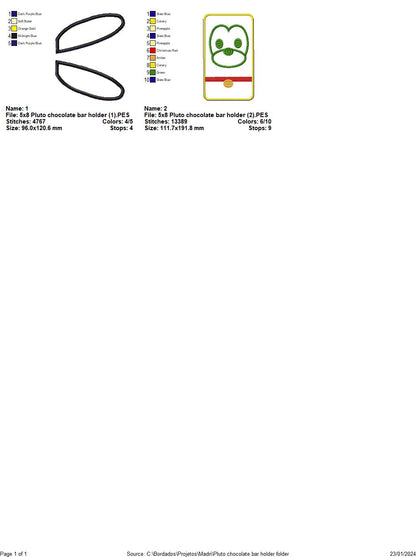 Pluto Chocolate Bar Holder - ITH Project - Machine Embroidery Design