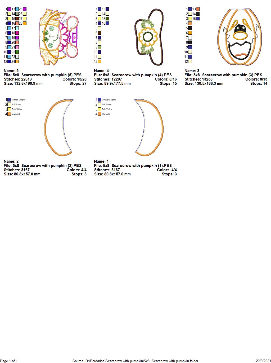 Scarecrow with Pumpkin - ITH Project - Machine Embroidery Design