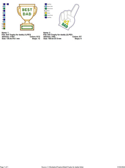 Trophy for daddy - ITH Project - Machine Embroidery Design