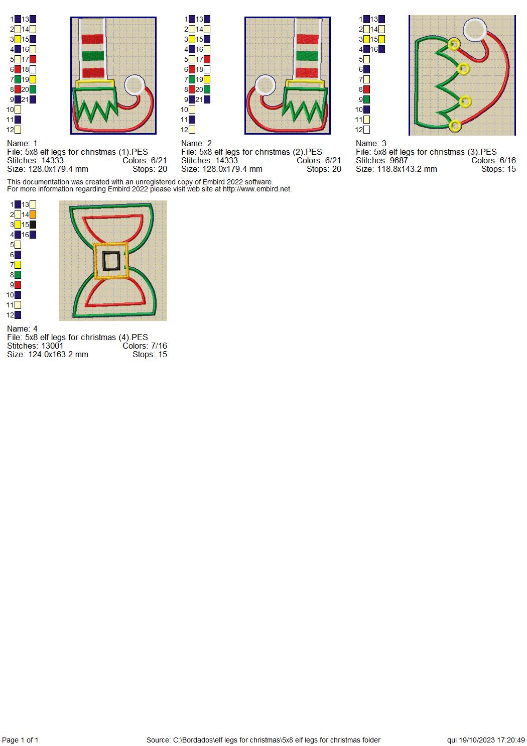 Elf Legs Christmas - ITH Project - Machine Embroidery Design