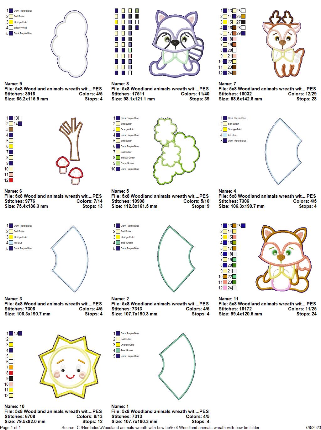 Woodland Animals Boy Wreath - ITH Project - Machine Embroidery Design