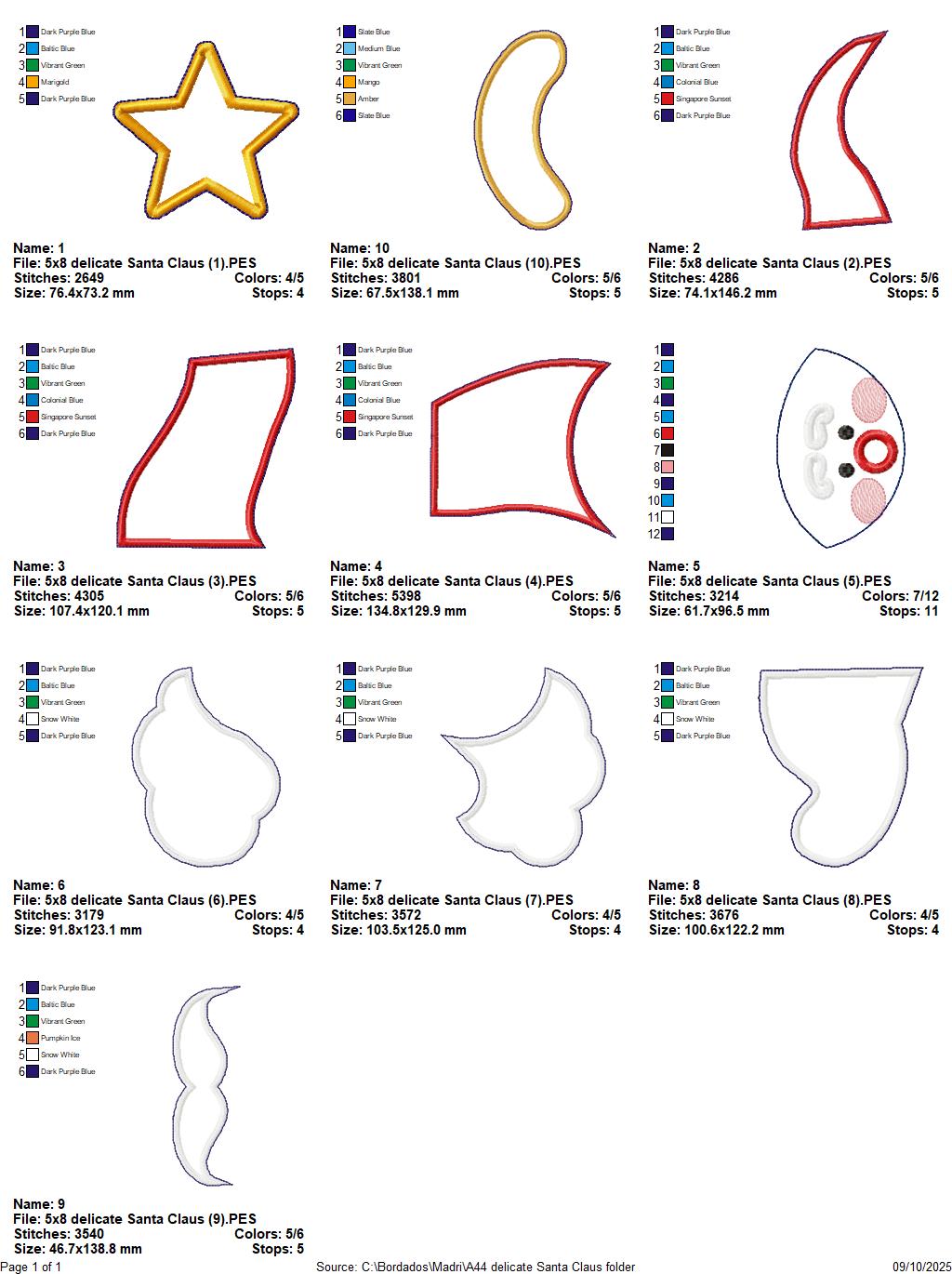 🎅 Santa Hat with Star – ITH Project – Machine Embroidery Design